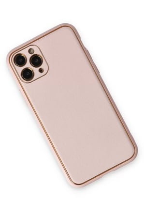 Newface Apple iPhone 11 Pro Kılıf Coco Deri Silikon Kapak - Pudra