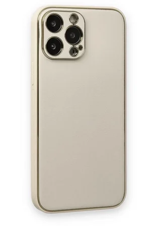 Newface Apple iPhone 13 Pro Kılıf Coco Deri Silikon Kapak - Beyaz