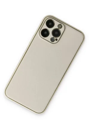 Newface Apple iPhone 13 Pro Kılıf Coco Deri Silikon Kapak - Beyaz