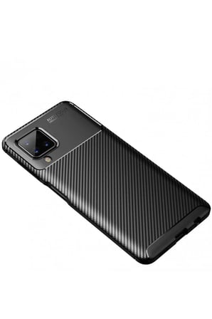 Newface Samsung Galaxy A22 Kılıf Auto Focus Karbon Kapak - Siyah