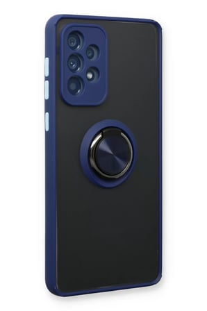Newface Samsung Galaxy A53 5G Kılıf Montreal Yüzüklü Silikon Kapak - Lacivert