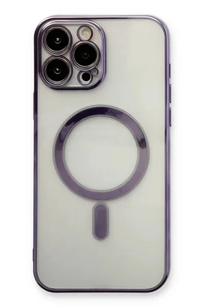 Newface Apple iPhone 13 Pro Max Kılıf Magneticsafe Lazer Silikon - Mor