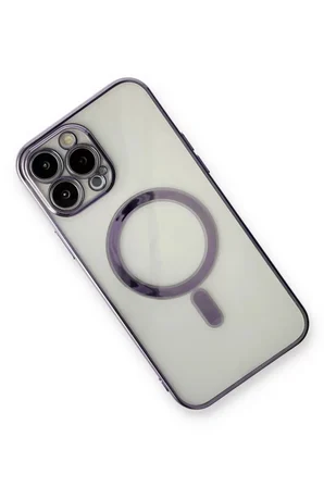 Newface Apple iPhone 13 Pro Max Kılıf Magneticsafe Lazer Silikon - Mor