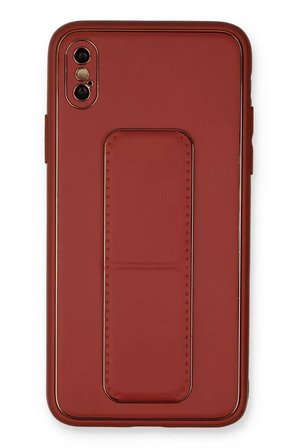 Newface Apple iPhone XS Max Kılıf Coco Deri Standlı Kapak - Fuşya