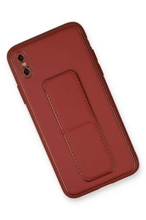 Newface Apple iPhone XS Max Kılıf Coco Deri Standlı Kapak - Fuşya