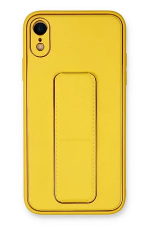 Newface Apple iPhone XR Kılıf Coco Deri Standlı Kapak - Sarı