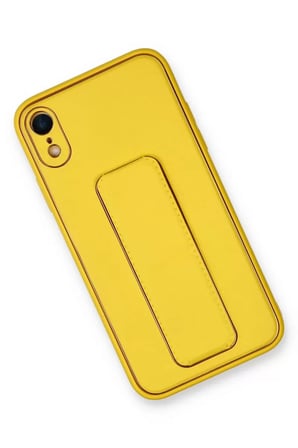 Newface Apple iPhone XR Kılıf Coco Deri Standlı Kapak - Sarı