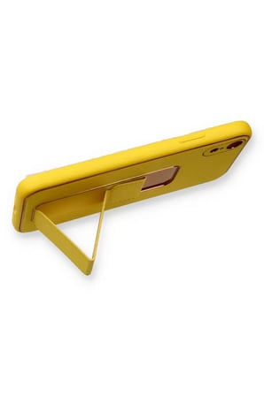 Newface Apple iPhone XR Kılıf Coco Deri Standlı Kapak - Sarı