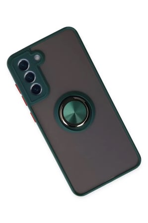 Newface Samsung Galaxy S21 FE Kılıf Montreal Yüzüklü Silikon Kapak - Yeşil