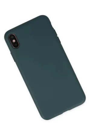 Newface Apple iPhone XS Max Kılıf Nano içi Kadife Silikon - Koyu Yeşil