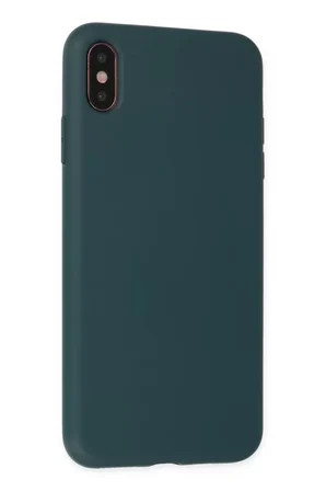 Newface Apple iPhone XS Max Kılıf Nano içi Kadife Silikon - Koyu Yeşil