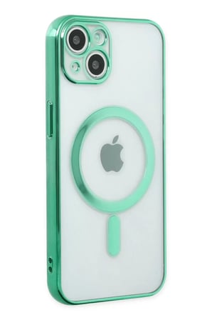 Newface Apple iPhone 14 Plus Kılıf Magneticsafe Lazer Silikon - Haki Yeşil