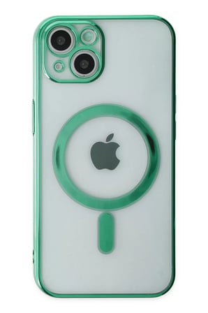 Newface Apple iPhone 14 Plus Kılıf Magneticsafe Lazer Silikon - Haki Yeşil