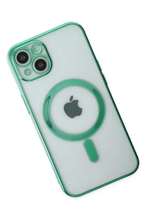 Newface Apple iPhone 14 Plus Kılıf Magneticsafe Lazer Silikon - Haki Yeşil