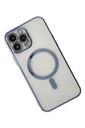 Newface Apple iPhone 14 Pro Kılıf Magneticsafe Lazer Silikon - Sierra Blue