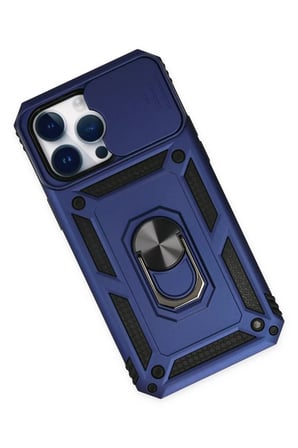 Newface Apple iPhone 14 Pro Kılıf Pars Lens Yüzüklü Silikon - Lacivert