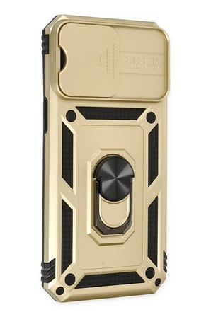 Newface Apple iPhone 14 Pro Max Kılıf Pars Lens Yüzüklü Silikon - Gold