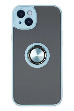 Newface Apple iPhone 14 Kılıf Montreal Yüzüklü Silikon Kapak - Buz Mavi