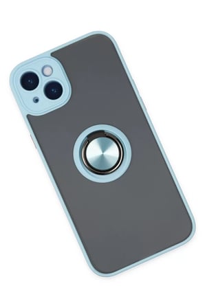Newface Apple iPhone 14 Kılıf Montreal Yüzüklü Silikon Kapak - Buz Mavi