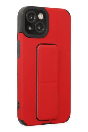 Newface Apple iPhone 14 Plus Kılıf Mega Standlı Silikon - Kırmızı