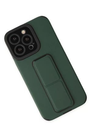 Newface Apple iPhone 14 Pro Kılıf Mega Standlı Silikon - Yeşil