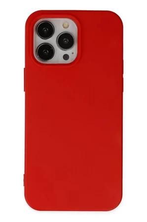 Newface Apple iPhone 14 Pro Max Kılıf Nano içi Kadife Silikon - Kırmızı