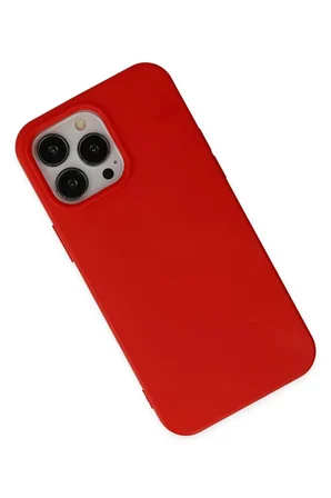 Newface Apple iPhone 14 Pro Max Kılıf Nano içi Kadife Silikon - Kırmızı
