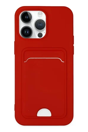 Newface Apple iPhone 14 Pro Kılıf Kelvin Kartvizitli Silikon - Kırmızı