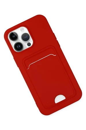 Newface Apple iPhone 14 Pro Kılıf Kelvin Kartvizitli Silikon - Kırmızı