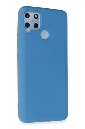 Newface Realme C15 Kılıf Nano içi Kadife Silikon - Mavi