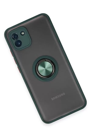 Newface Samsung Galaxy A03 Kılıf Montreal Yüzüklü Silikon Kapak - Yeşil