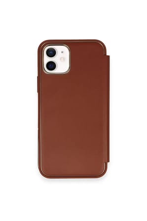 Newface Apple iPhone 12 Kılıf Dolpin Kapaklı - Kahverengi