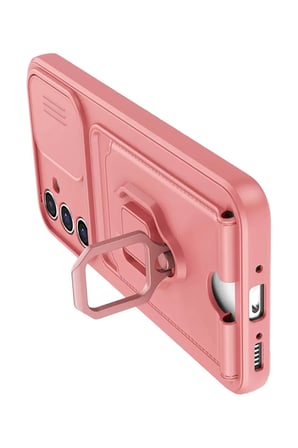 Newface Samsung Galaxy A14 4G Kılıf Zuma Kartvizitli Yüzüklü Silikon - Pembe