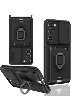 Newface Samsung Galaxy S23 Plus Kılıf Zuma Kartvizitli Yüzüklü Silikon - Siyah