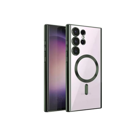 Newface Samsung Galaxy S22 Ultra Kılıf Kross Magneticsafe Kapak - Koyu Yeşil