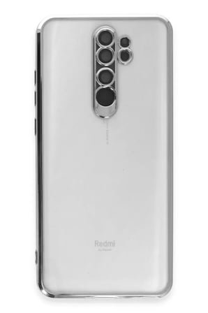 Newface Xiaomi Redmi Note 8 Pro Kılıf Razer Lensli Silikon - Gümüş