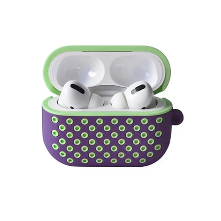 Newface Apple Airpods Pro 2 (2.nesil) Spor Delikli Kılıf - Lila-Yeşil