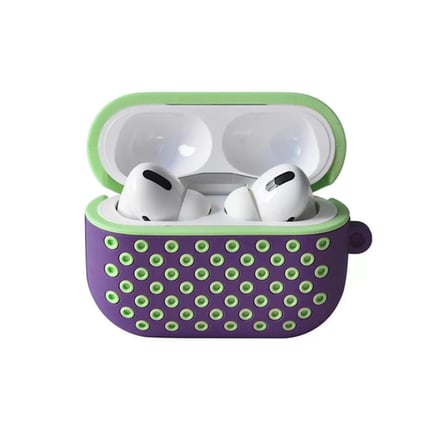 Newface Apple Airpods Pro 2 (2.nesil) Spor Delikli Kılıf - Lila-Yeşil