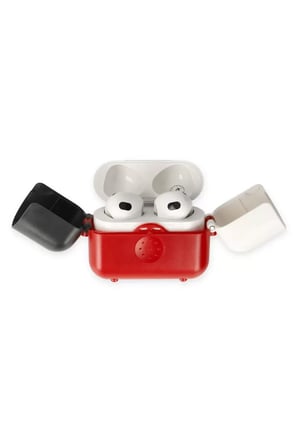 Newface Apple Airpods 3 (3.nesil) Basmalı Kılıf - Kırmızı-Siyah-Beyaz