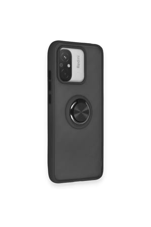 Newface Xiaomi Redmi 12C Kılıf Montreal Yüzüklü Silikon Kapak - Siyah