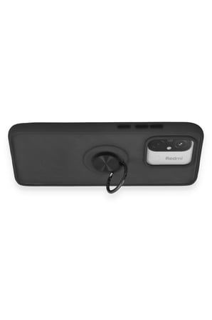 Newface Xiaomi Redmi 12C Kılıf Montreal Yüzüklü Silikon Kapak - Siyah