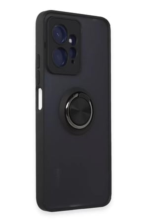 Newface Xiaomi Redmi Note 12 4G Kılıf Montreal Yüzüklü Silikon Kapak - Siyah
