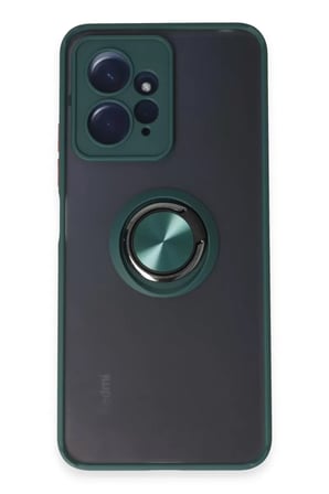 Newface Xiaomi Redmi Note 12 4G Kılıf Montreal Yüzüklü Silikon Kapak - Yeşil