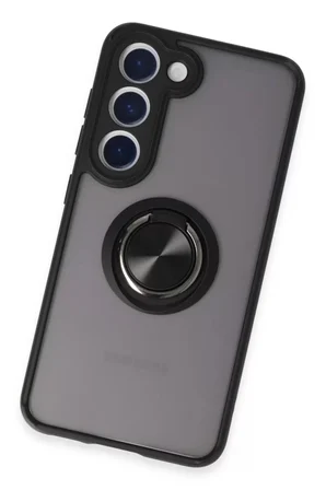 Newface Samsung Galaxy S23 Kılıf Montreal Yüzüklü Silikon Kapak - Siyah