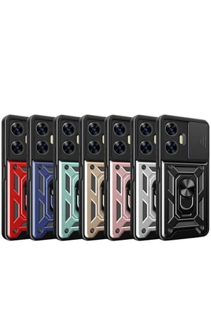 Newface Realme C55 Kılıf Pars Lens Yüzüklü Silikon - Kırmızı