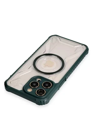Newface Apple iPhone 13 Pro Max Kılıf Prag Magneticsafe Kapak - Koyu Yeşil