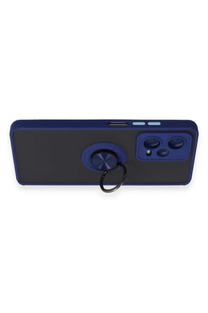 Newface Xiaomi Redmi Note 12 5G Kılıf Montreal Yüzüklü Silikon Kapak - Lacivert