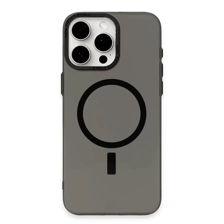 Newface Apple iPhone 15 Pro Kılıf Anka PC Magneticsafe Sert Metal Kapak - Siyah