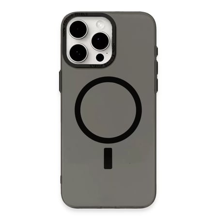 Newface Apple iPhone 15 Pro Kılıf Anka PC Magneticsafe Sert Metal Kapak - Siyah