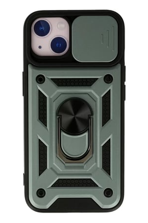 Newface Apple iPhone 15 Kılıf Pars Lens Yüzüklü Silikon - Yeşil
